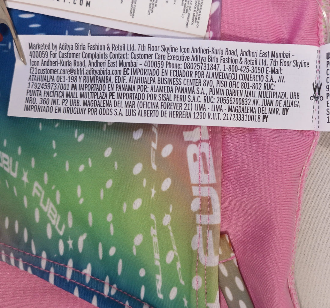 Fubu Forever 21 Large Swim Bikini Bottoms Neon Space Flow Hygienic Liner