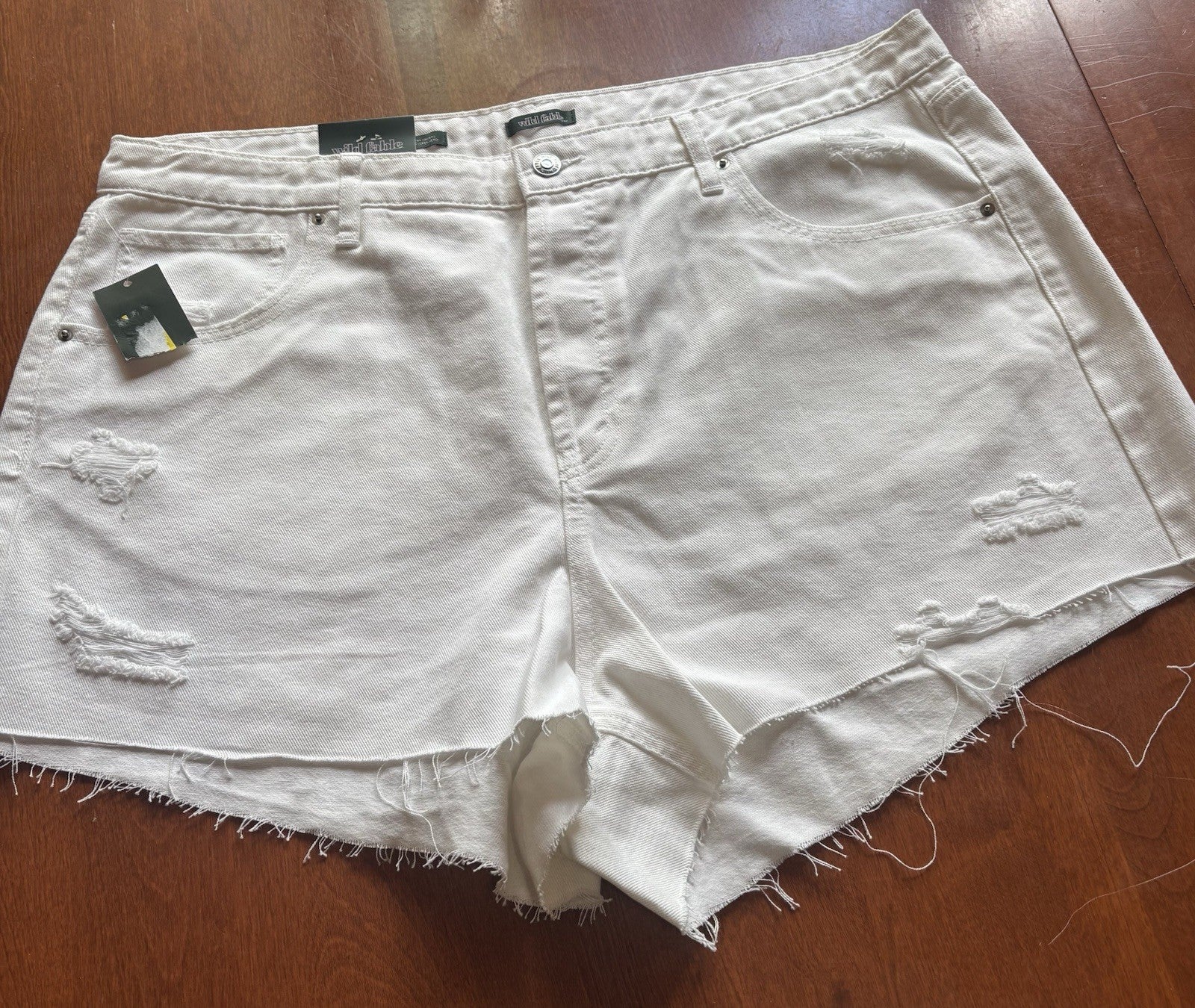Wild Fable Women's White Denim Jean Shorts Distressed Cut Offs