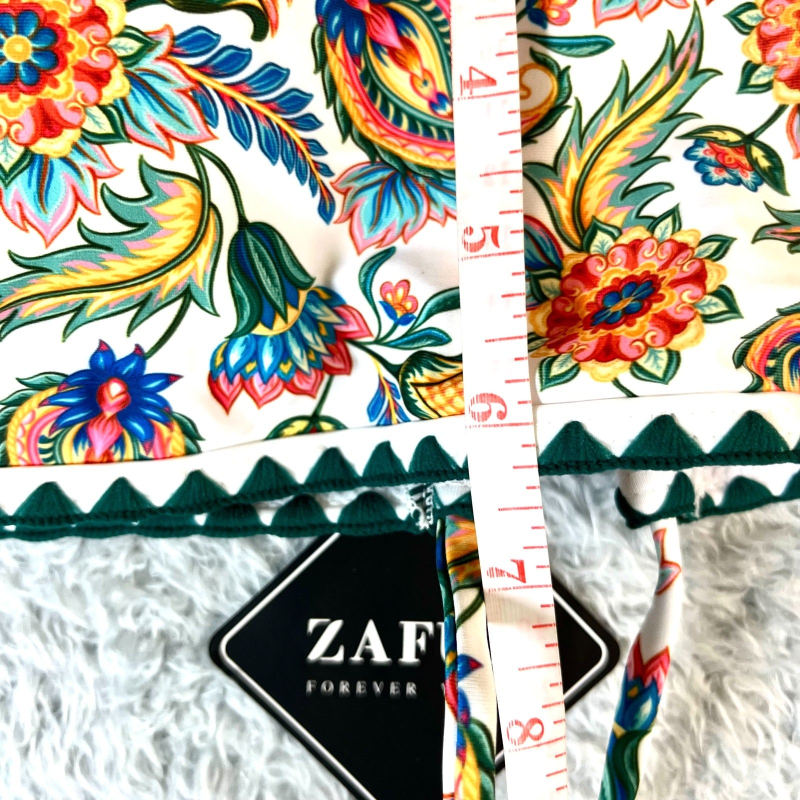 Zaful Womens Multicolor Floral Print Bikini Set with Scalloped Edges