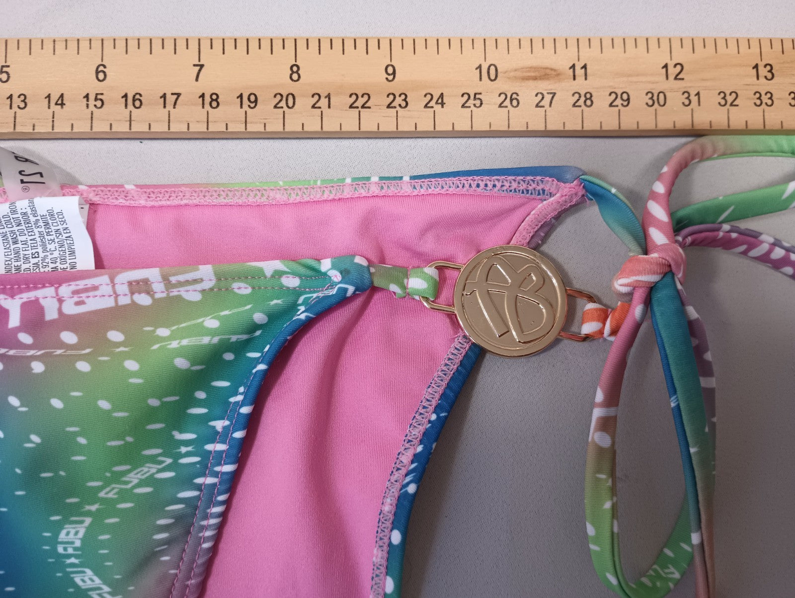 Fubu Forever 21 Large Swim Bikini Bottoms Neon Space Flow Hygienic Liner