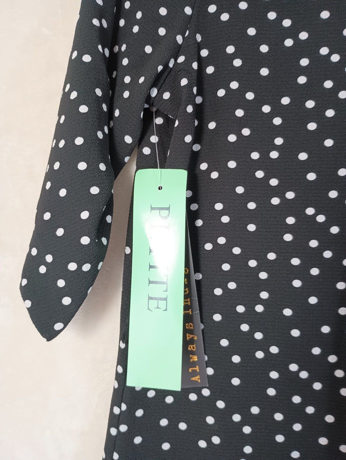 Always Indigo Size PS Top Black White Polka Dots Shirt
