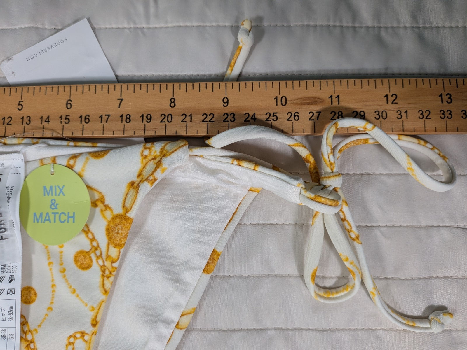 Forever 21 Chain Print Bikini Small Bottom White Gold Adjustable Fast Ship