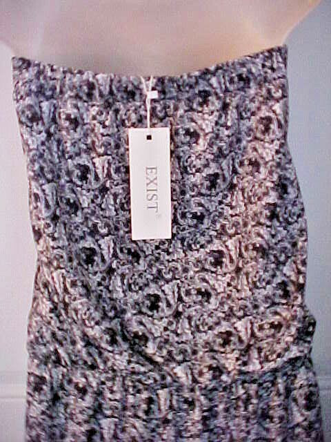 Exist Womens Jump Suit Size Large Black and White Print Strapless Polyester