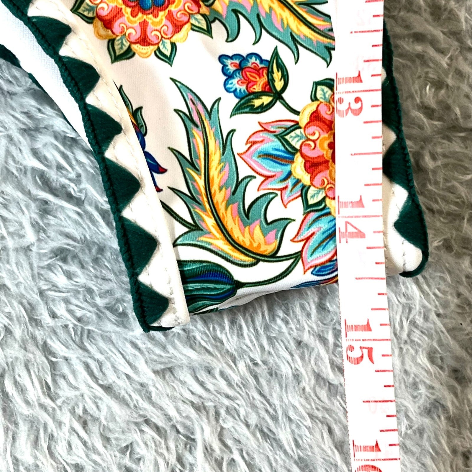 Zaful Womens Multicolor Floral Print Bikini Set with Scalloped Edges