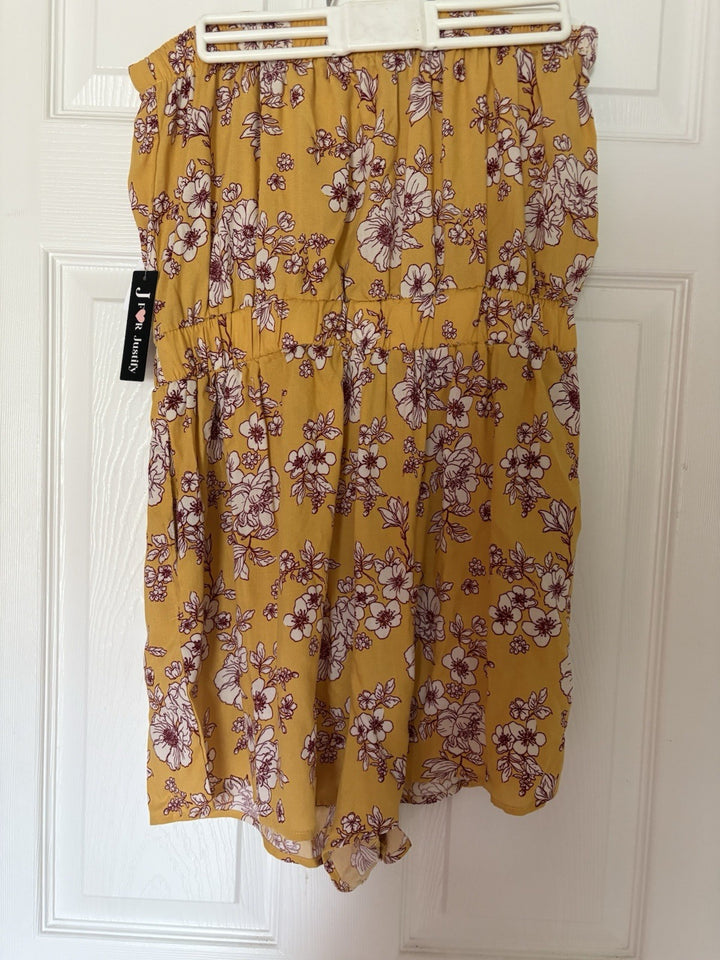 J for Justify Women's Floral Jumpsuit Yellow Very Cute Size Large