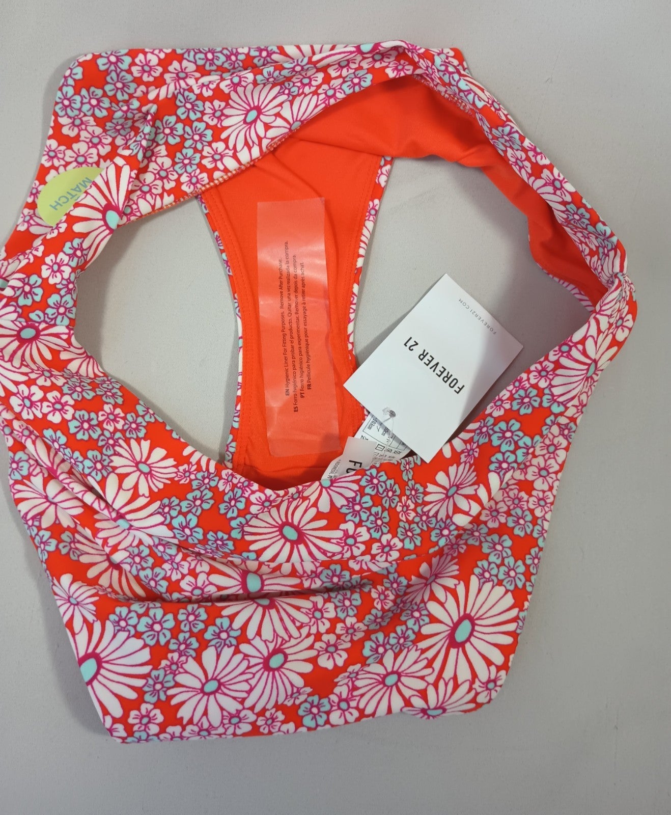 Forever 21 Large Fiesta Multi Floral Swim Bikini Bottoms Orange Pink White