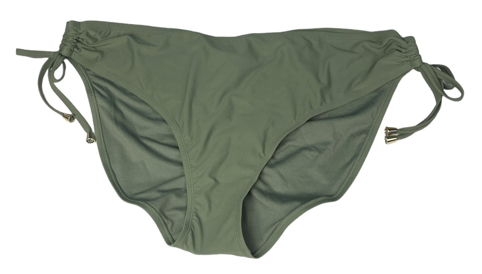 Time and Tru Women’s 3X Swimsuit Bottom Olive Night Ruched Tie Mid Rise Tags
