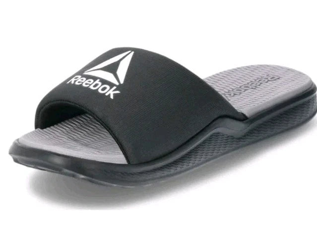 Reebok Men’s Memory Foam Slides Black/Grey Size 9 - image 2