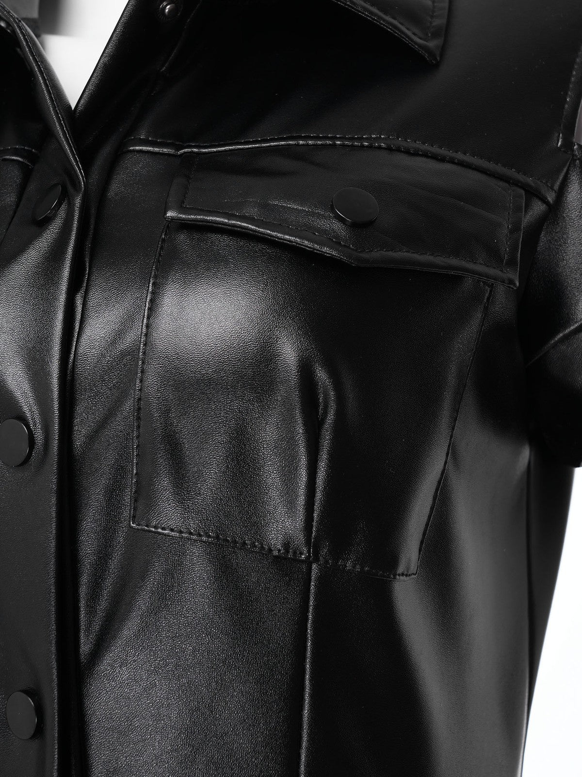 Women Jumpsuit Elegant PU Leather Chic Romper Fashion Cold Shoulder Cargo Club