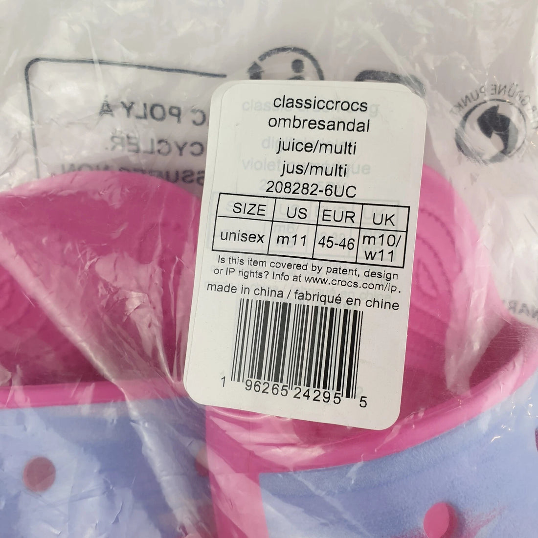 CROCS Womens Mens Classic Ombre Sandals Size USA M 11/W 13 Juice Pink NEW In Bag - image 4