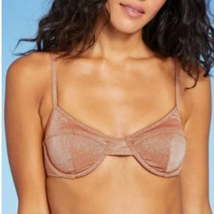 Target Xhilaration Rust Shimmer Metallic Padded Bikini TOP Large (8-10)