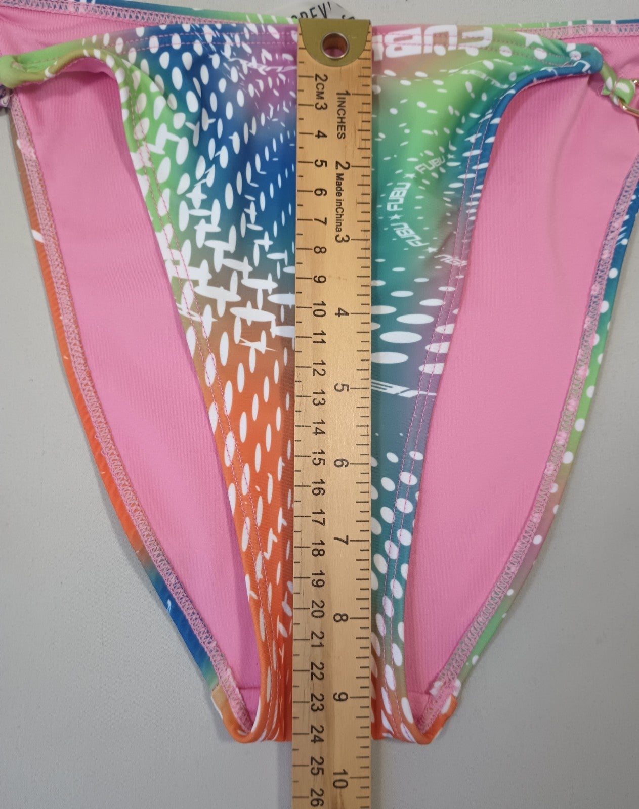 Fubu Forever 21 Large Swim Bikini Bottoms Neon Space Flow Hygienic Liner