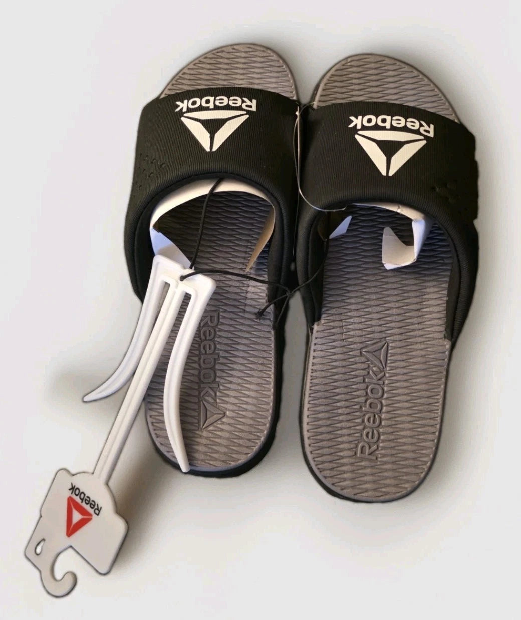 Reebok Men’s Memory Foam Slides Black/Grey Size 9 - image 3