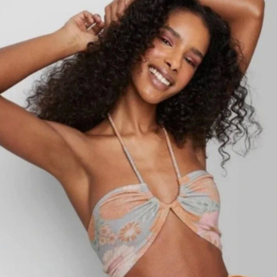 Target Wild Fable Terry Floral Unlined String Bikini TOP