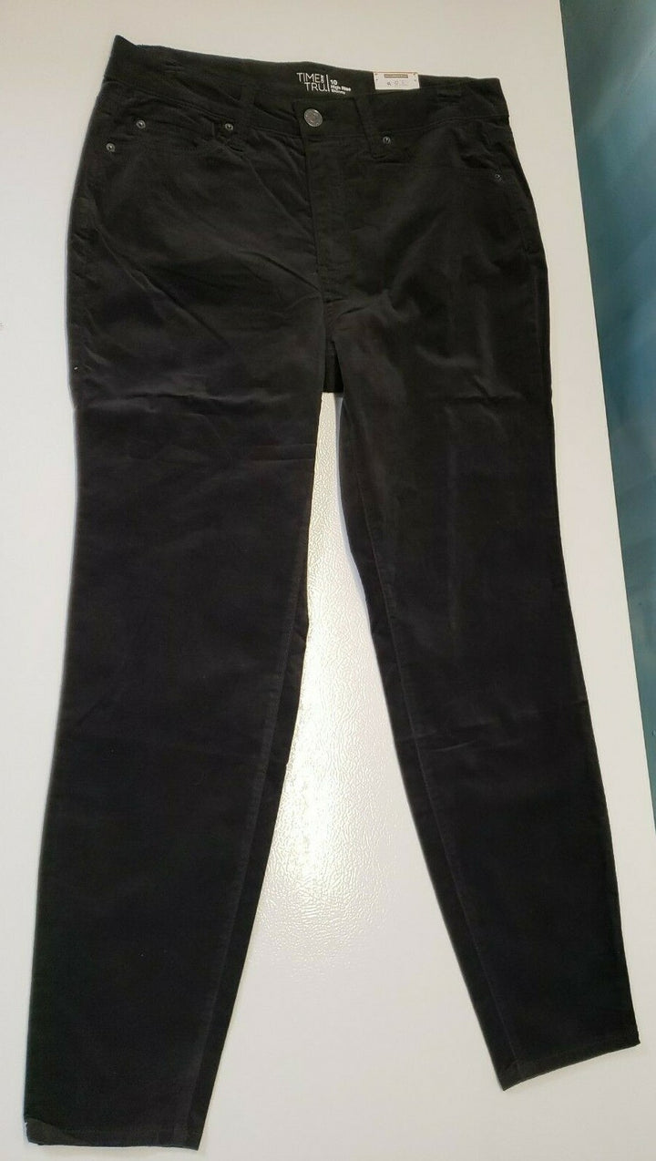 Time and Tru Women's High Rise Skinny Black Velvety feel Ankle Pants
